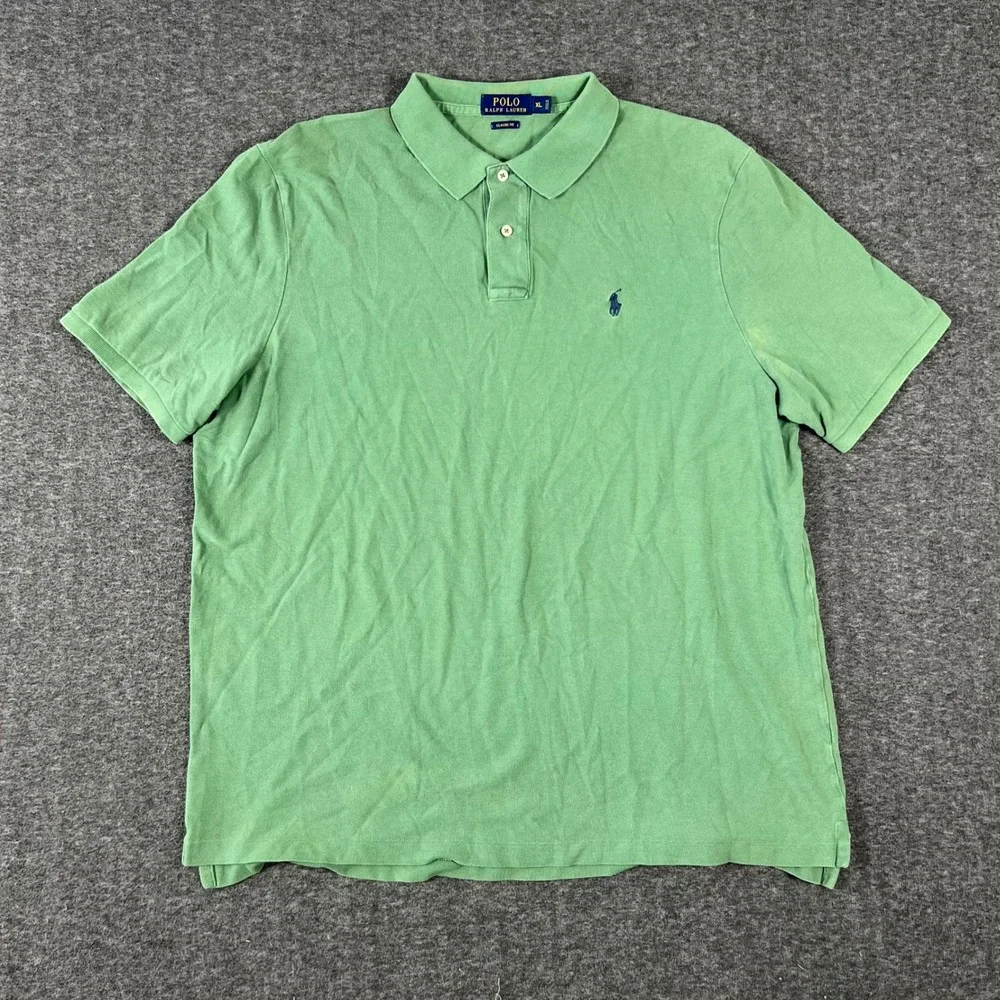 Polo Ralph Lauren Polo Shirt Mens XL Green Classic Fit Blue Pony Logo Preppy